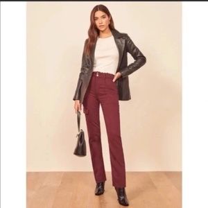 Reformation Kiley Cargo Merlot High Rise Pants 23